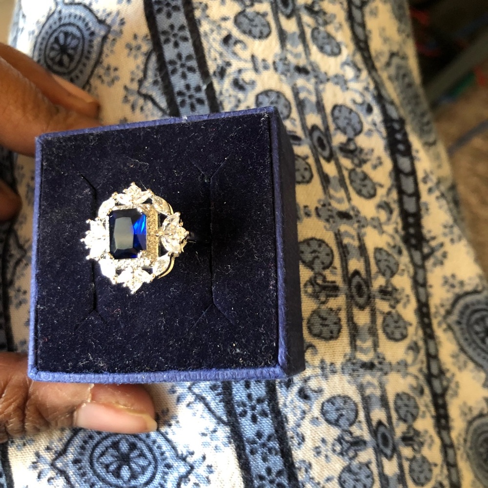 Blue Sapphire Adjustable Ring With Swarovski Elem… - image 8